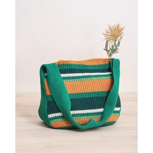 Women's Green-A Shoulder Handbags Crocheted Bags Large Knit Bag Tote Bag - Picture 4 of 9